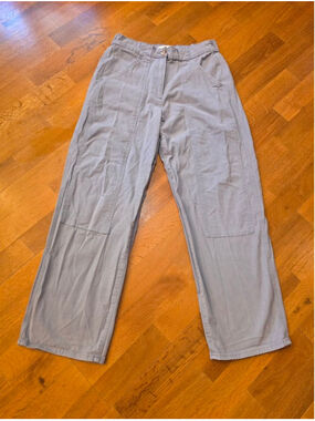 Women's M&S Blue Patch Pocket Wide Leg Crop Pants US Size 6